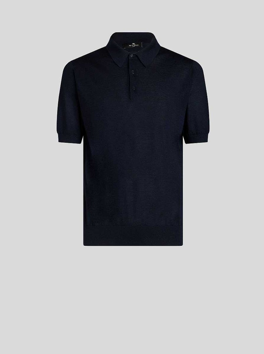 ETRO Maglieria | Polo In Maglia Di Seta E Cashmere Nero