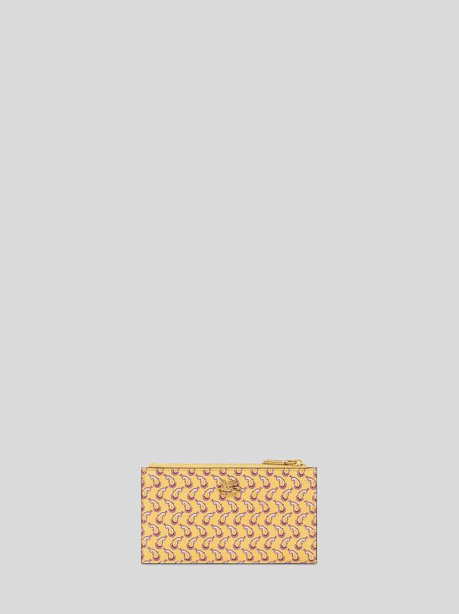 ETRO Portafogli E Porta Carte Di Credito | Portacarte In Pelle Micro Paisley Beige