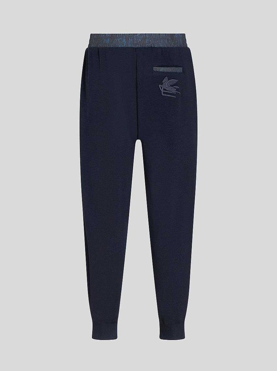 ETRO Pantaloni | Pantaloni In Maglia Con Inserti Paisley Blu Navy