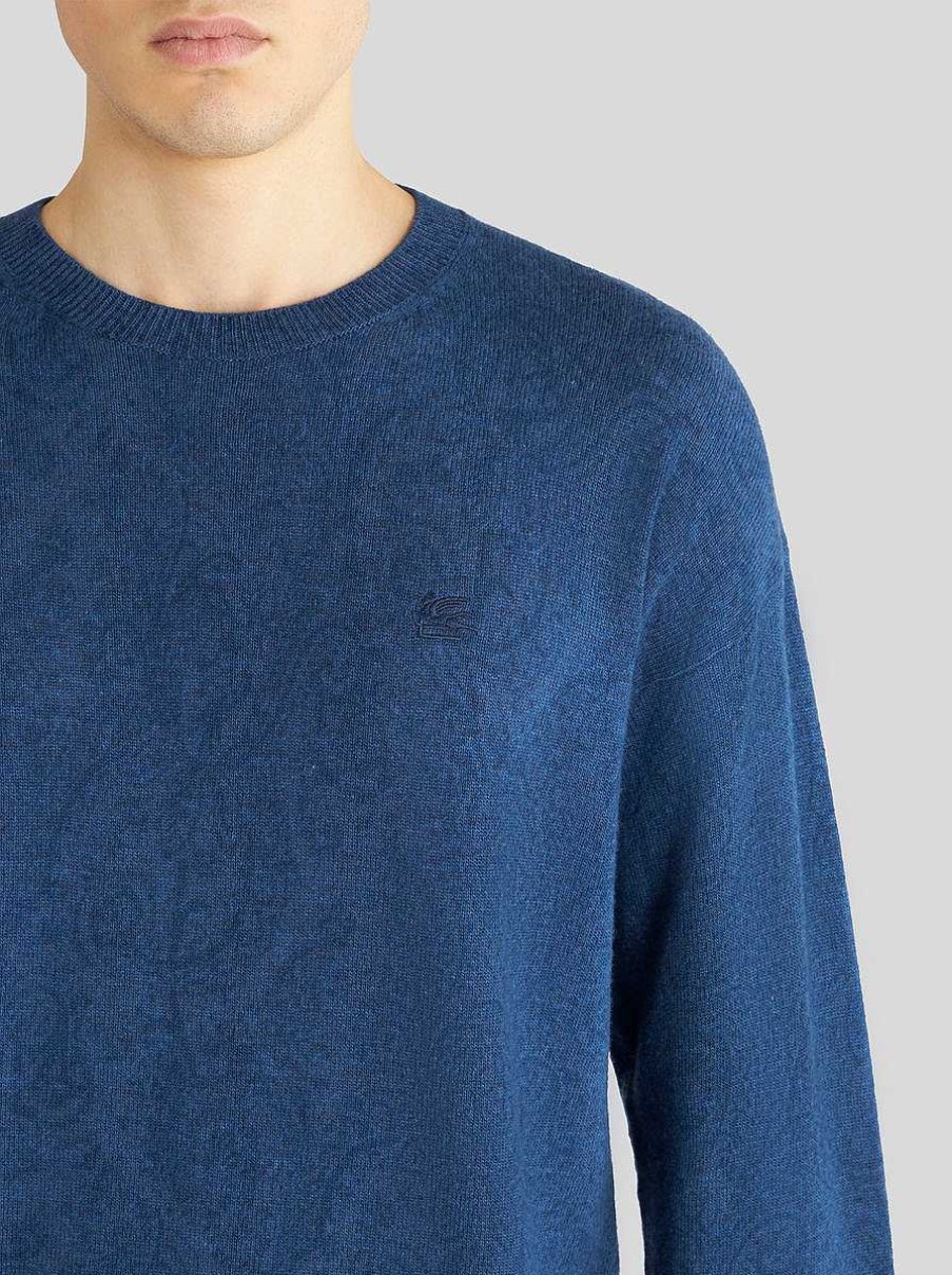 ETRO Maglieria | Maglia Paisley Con Logo Blu Navy