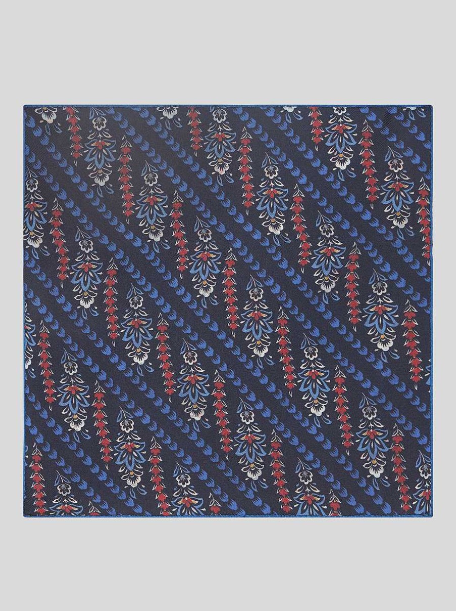 ETRO Cravatte E Fazzoletti Da Taschino | Fazzoletto Da Taschino Floreale Con Motivo Paisley Blu Navy