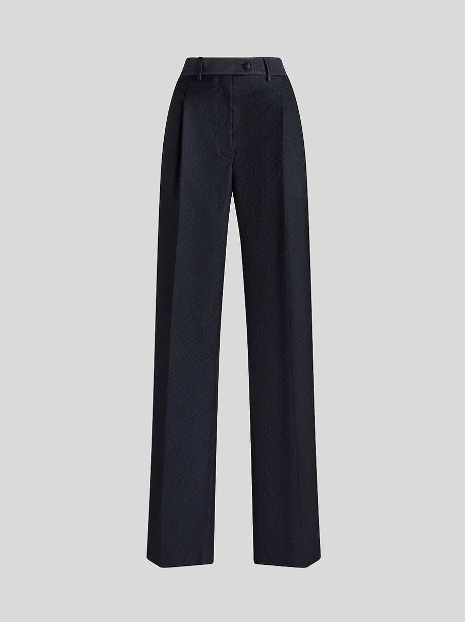 ETRO Pantaloni | Pantaloni In Tessuto Jacquard Blu Navy
