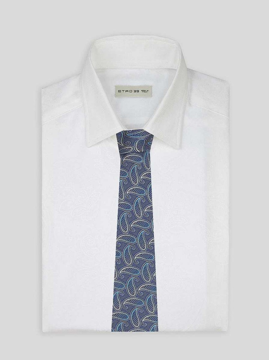 ETRO Cravatte E Fazzoletti Da Taschino | Cravatta Jacquard Con Motivi Cachemire Blu Navy
