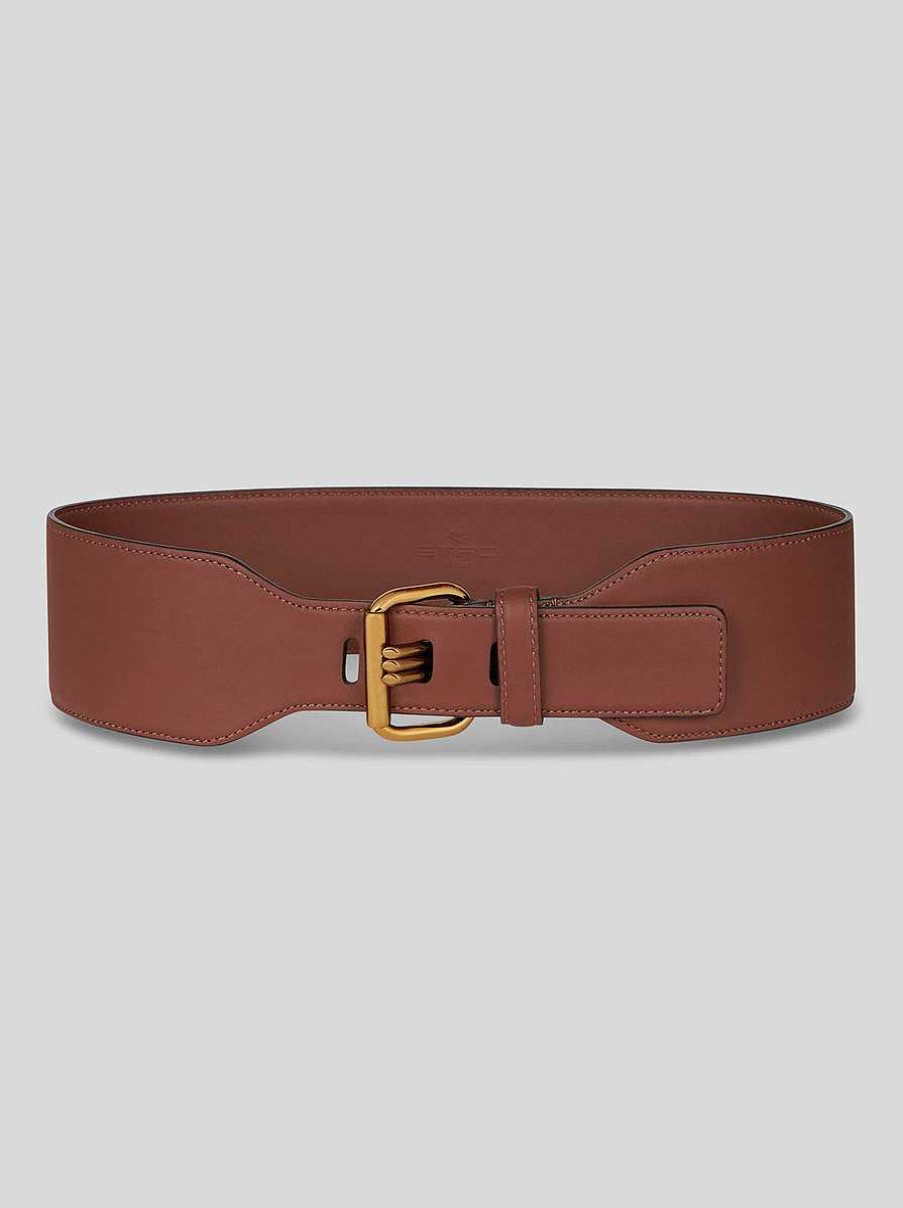 ETRO Cinghie | Cintura In Pelle Con Pegaso Nero