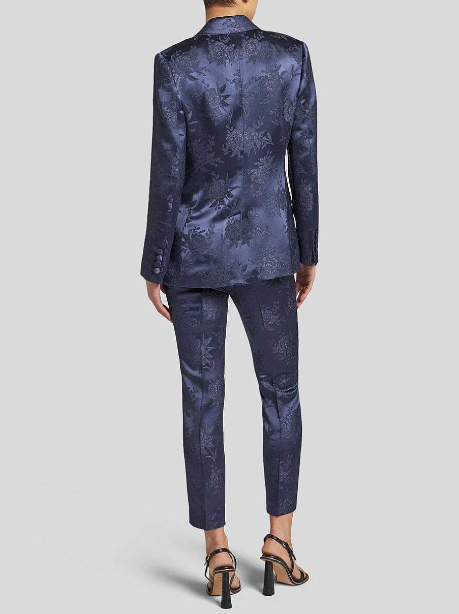 ETRO Giacche | Giacca Jacquard Floreale Blu Navy
