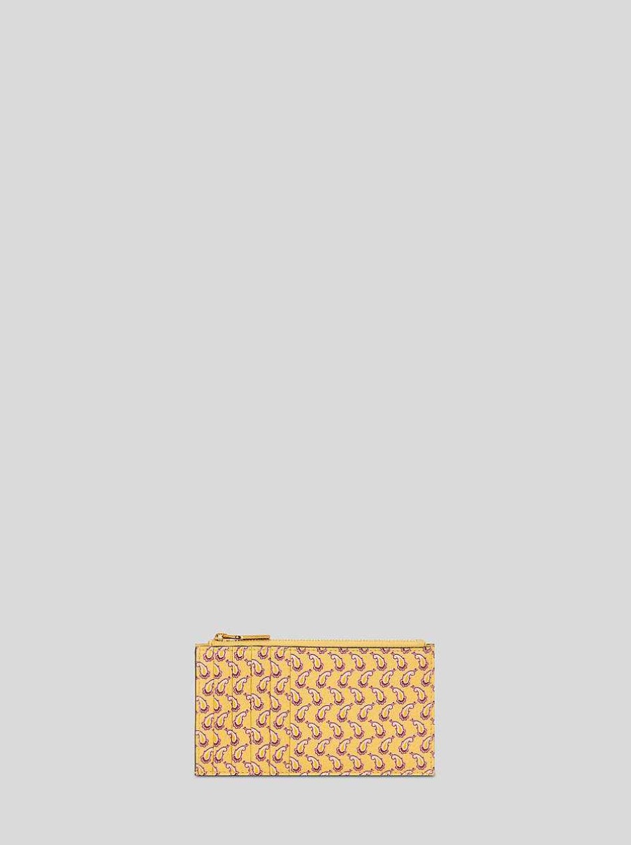 ETRO Portafogli E Porta Carte Di Credito | Portacarte In Pelle Micro Paisley Beige