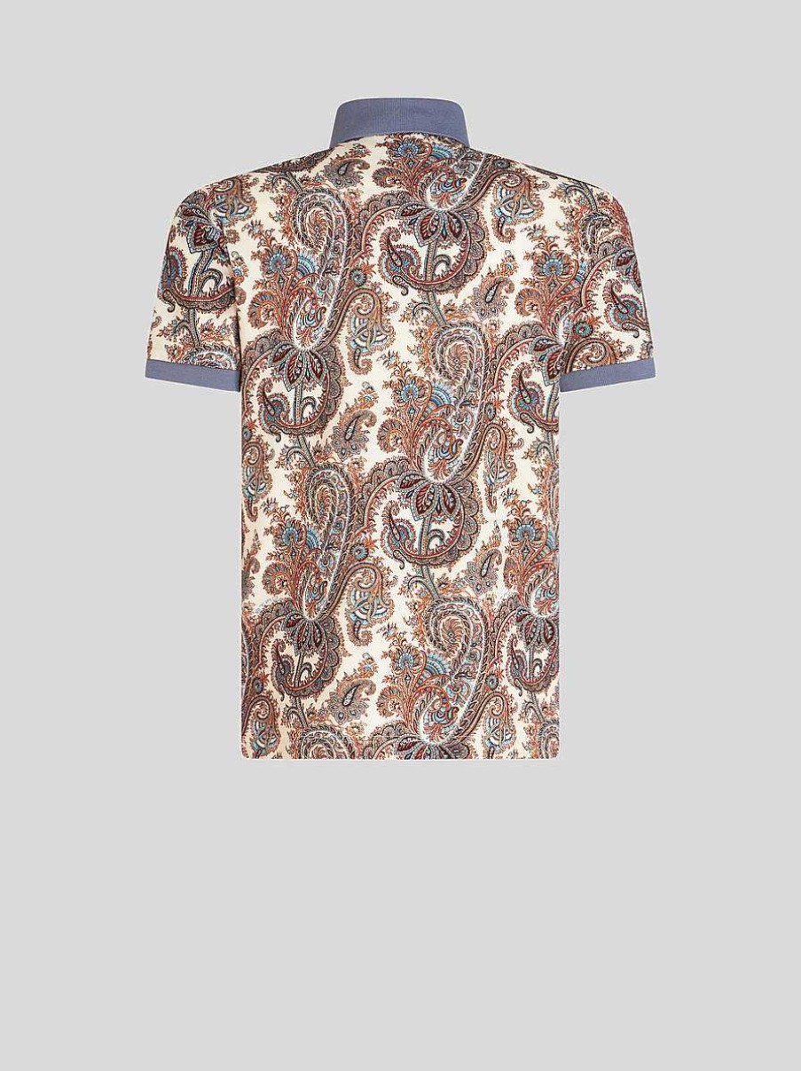 ETRO Magliette Polo | Polo In Cotone Con Motivi Cachemire Nero