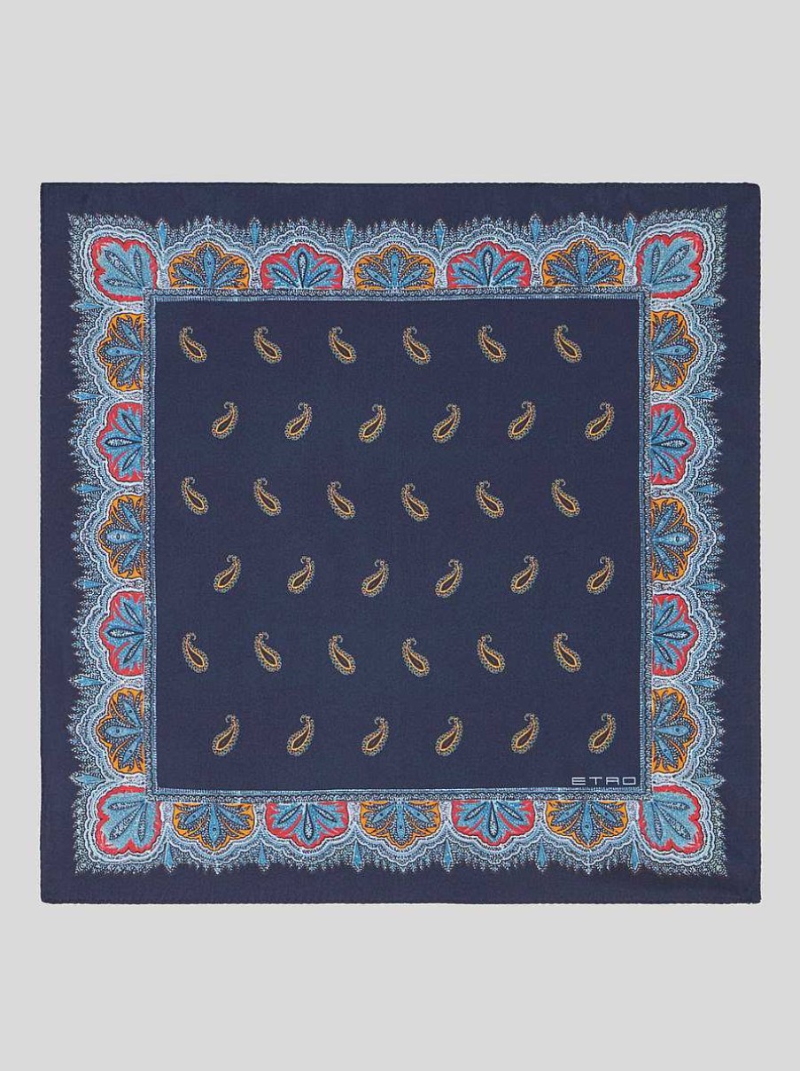 ETRO Cravatte E Fazzoletti Da Taschino | Fazzoletto Da Taschino Micro Paisley Blu Navy