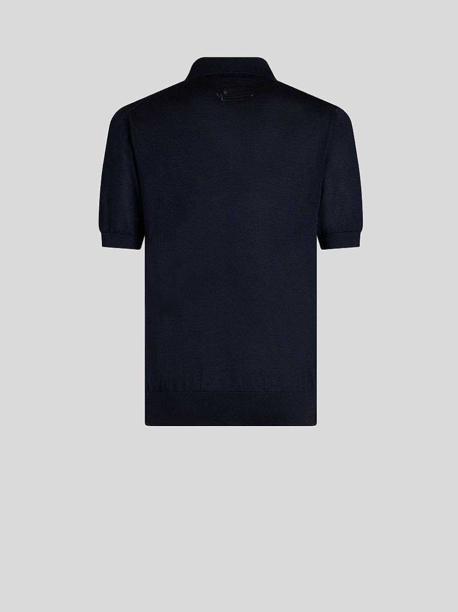 ETRO Maglieria | Polo In Maglia Di Seta E Cashmere Nero