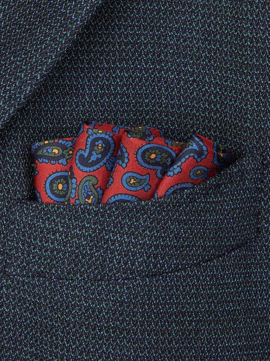 ETRO Cravatte E Fazzoletti Da Taschino | Fazzoletto Da Taschino In Seta Con Motivo Paisley Blu Navy
