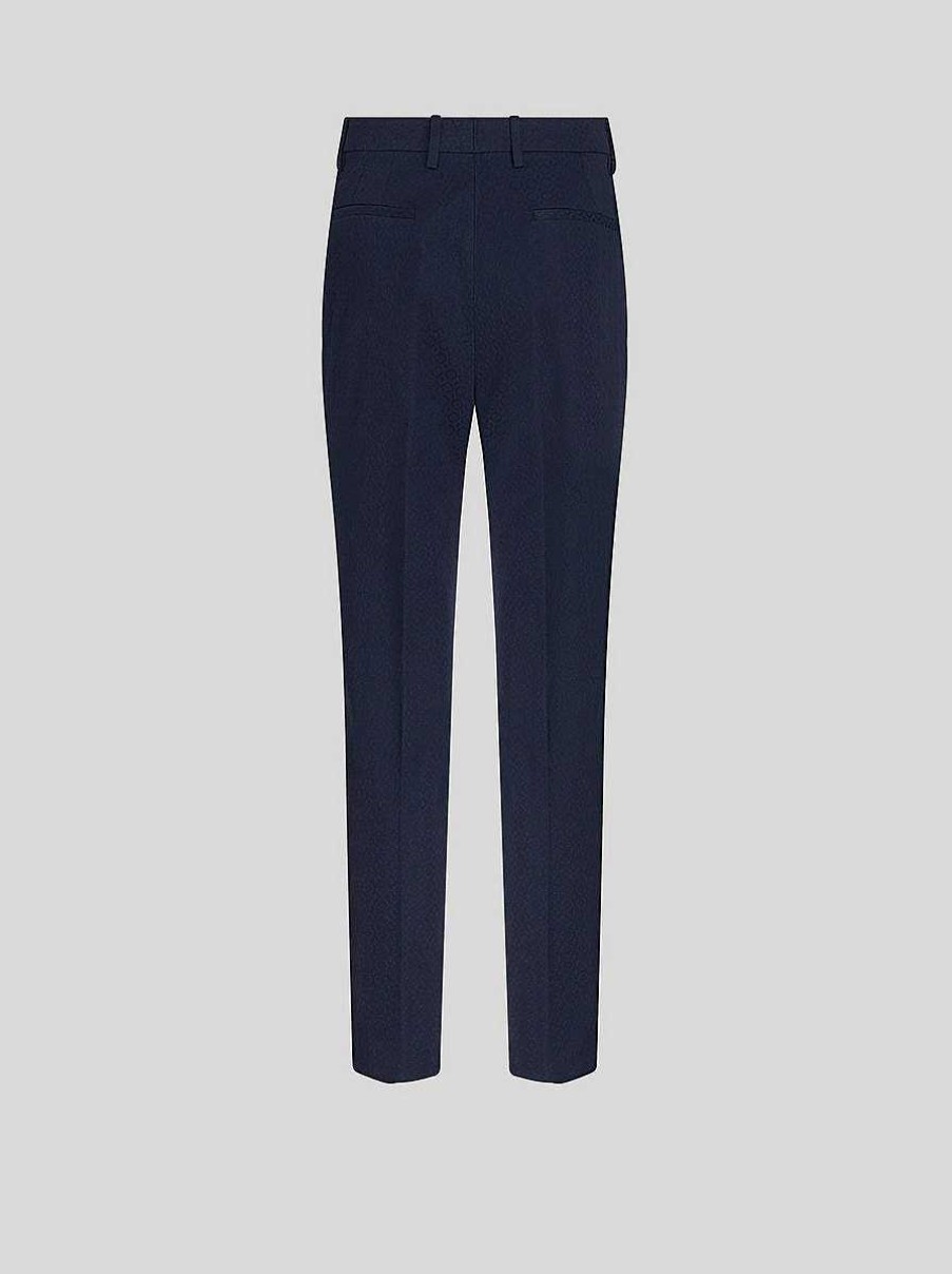 ETRO Pantaloni | Pantaloni In Cotone A Vita Alta Blu Navy