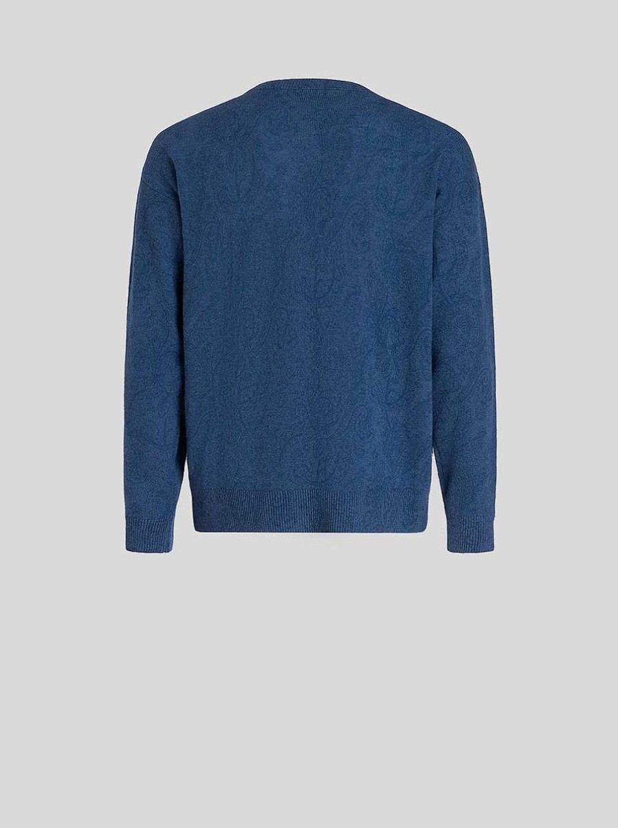 ETRO Maglieria | Maglia Paisley Con Logo Blu Navy