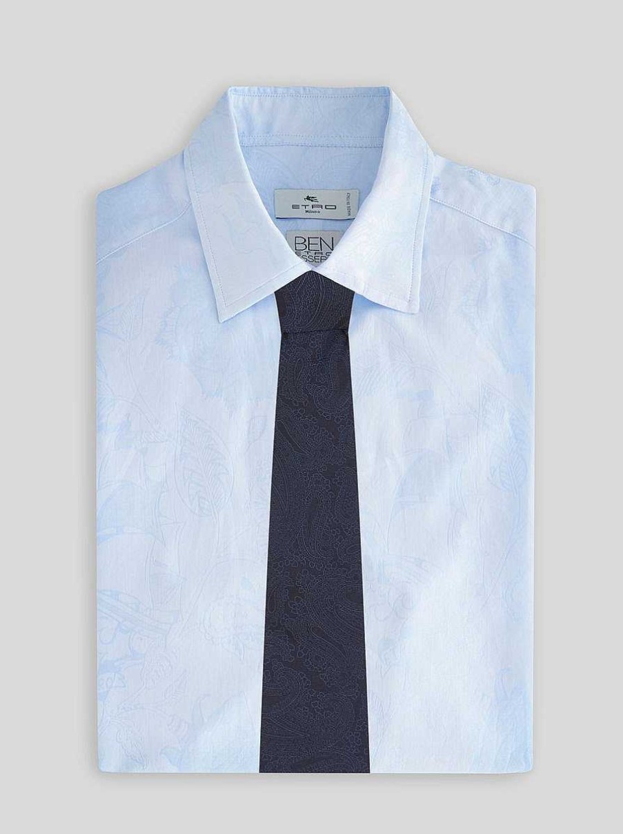 ETRO Cravatte E Fazzoletti Da Taschino | Cravatta Jacquard In Seta Con Motivo Paisley Blu Navy