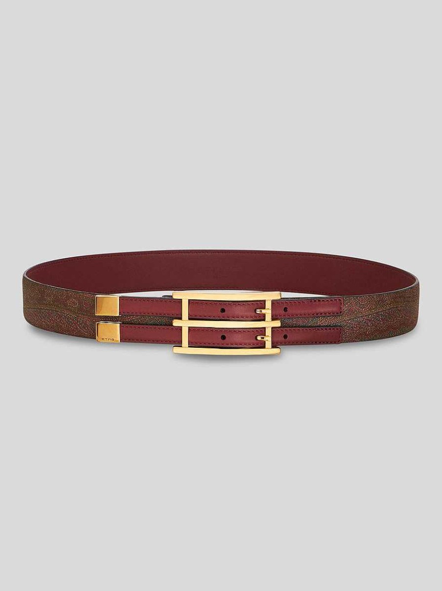 ETRO Cinghie | Cintura Etro In Pelle Borgogna