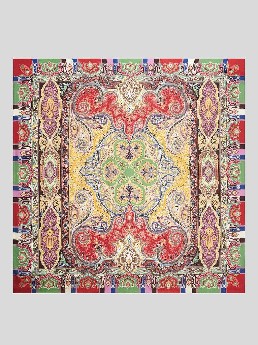 ETRO Sciarpe E Seta | Scialle In Seta E Cashmere Con Motivo Paisley Rosa
