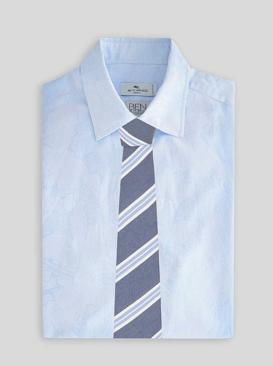 ETRO Cravatte E Fazzoletti Da Taschino | Cravatta Jacquard A Righe Blu Navy