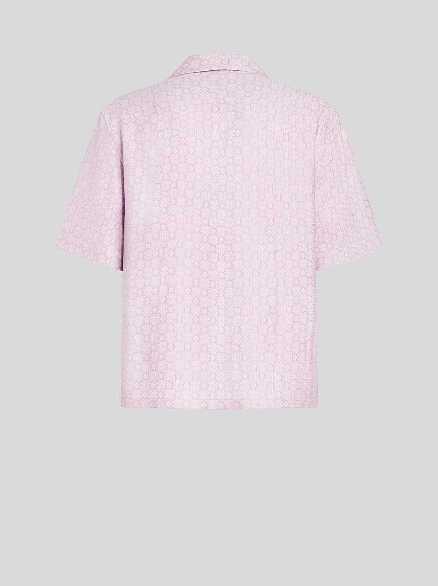 ETRO Camicie | Camicia Da Bowling In Tessuto Jacquard Rosa