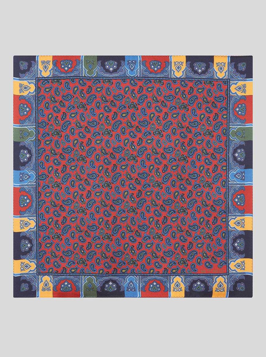 ETRO Cravatte E Fazzoletti Da Taschino | Fazzoletto Da Taschino In Seta Con Motivo Paisley Blu Navy
