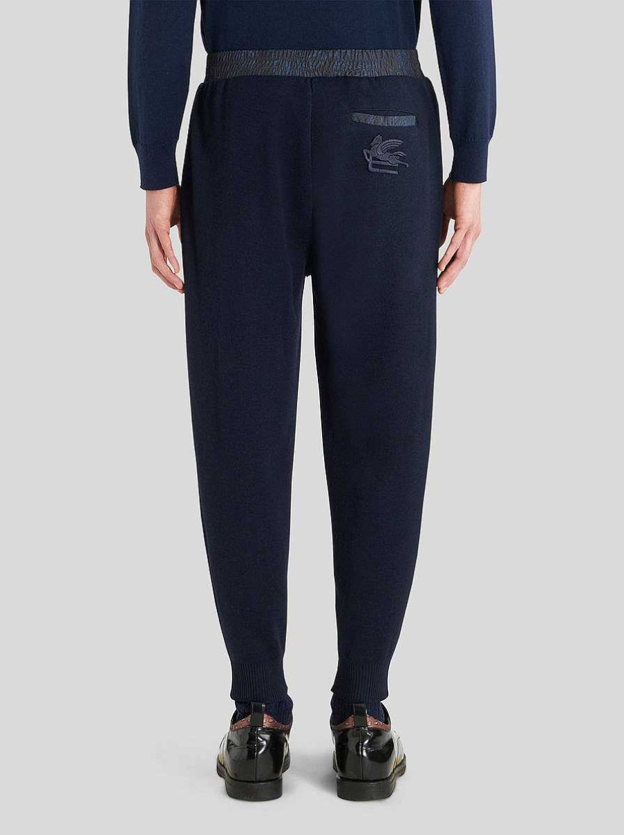 ETRO Pantaloni | Pantaloni In Maglia Con Inserti Paisley Blu Navy