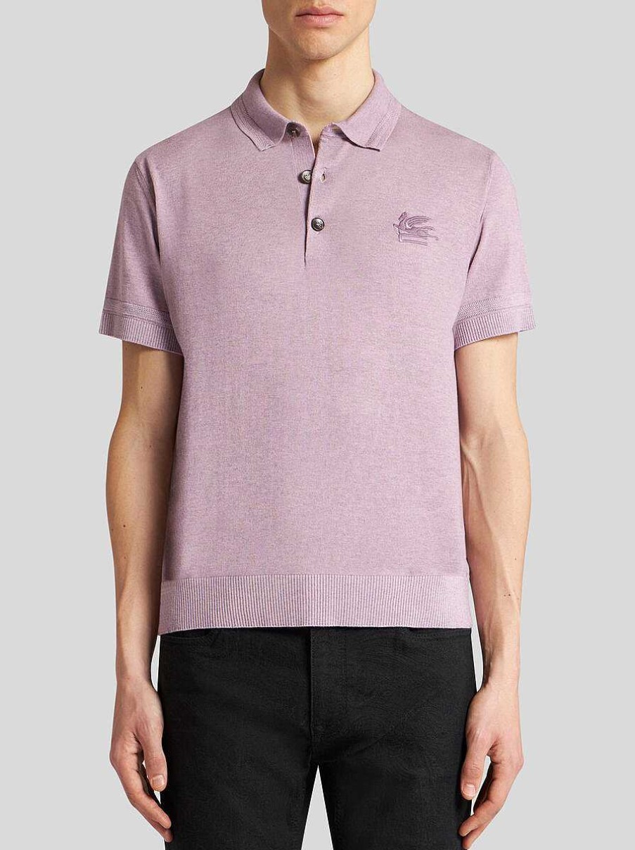 ETRO Magliette Polo | Polo In Cotone E Cashmere Viola